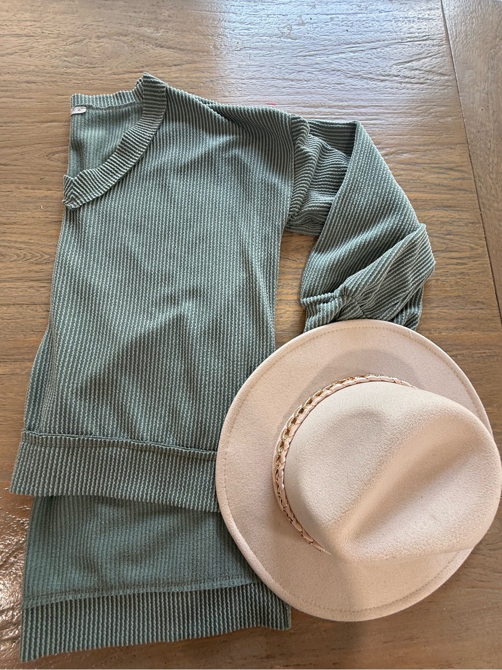 Ribbed Sage Green Knit Sweater
